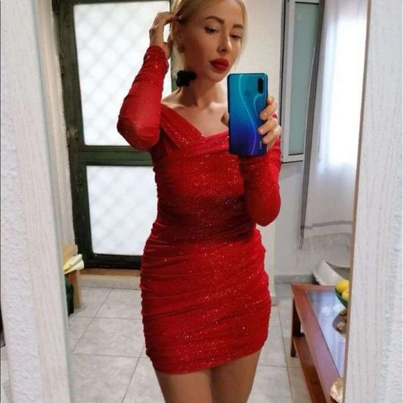 Off shoulder dress black sparkle wrap ruched glamorous dresses - Picture 9 of 15